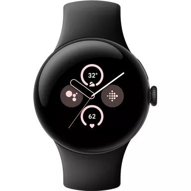 Google - Pixel Watch 2 Matte Black Smartwatch with Obsidian Active Band Wi-Fi - Matte Black