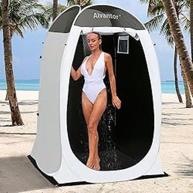 image of Alvantor Shower Tent Portable Changing Room, Outdoor Toilet, Pop Up Shelter for Privacy, Dressing Room, and Shelter - Teflon-Coated Fabric, Patent 4'x 4'x 7' with sku:b0c9x83rzc-amazon