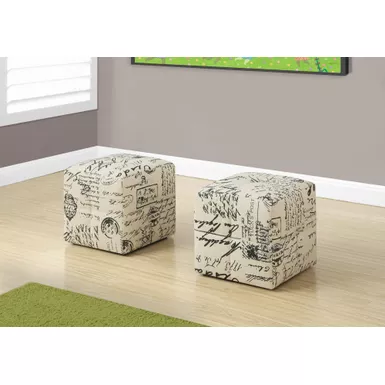 image of Ottoman/ Pouf/ Footrest/ Foot Stool/ Set Of 2/ Juvenile/ Fabric/ Beige/ Transitional with sku:i-8162-monarch