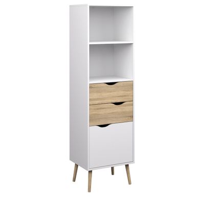 image of Carson Carrington Kristiansund White Oak 2-drawer 1-door Bookcase - White/Oak Structure with sku:pgsufxibryouk3t_3zzoxgstd8mu7mbs-overstock
