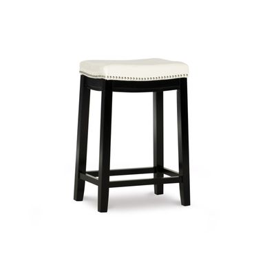image of Ansley Backless Upholstered Counter Stool White Faux Leather with sku:lfxs1808-linon