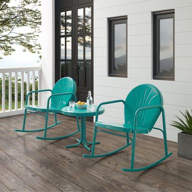 Griffith 3Pc Outdoor Rocking Chair Set - Turquoise