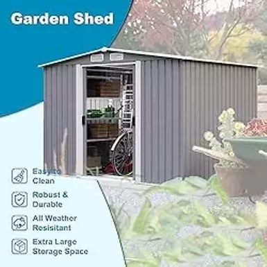 Rent to own Goohome 6Ft x 8Ft Outdoor Metal Storage Shed, Anti ...