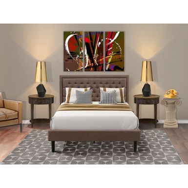 image of East West Furniture 3 Pc King Bedroom Set - 1 King Bed Brown Linen Fabric Button Tufted Headboard - 2 Nightstand (Bed Option) - KD18Q-2HI07 with sku:nowkc7q_sqihfz5aql3mnqstd8mu7mbs--ovr