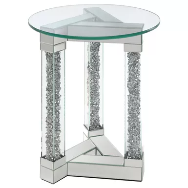 image of Octave Square Post Legs Round End Table Mirror with sku:708427-coaster