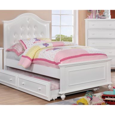 image of Dole Traditional Solid Wood Button Tufted Platform Bed by Furniture of America - Twin - White with sku:t_iyxrlzzjbkbiiqbssmtwstd8mu7mbs-overstock