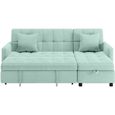 Reversible Sectional Sofa Sleeper, 82'' Wide Sectional Couch Pull-Out Sofa Bed with Storage Chaise - Green