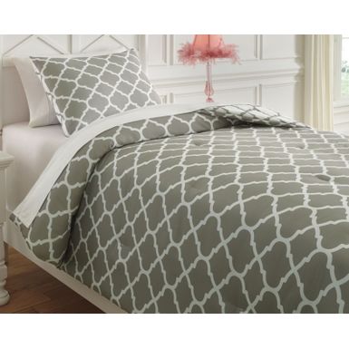 Gray/White Media Twin Comforter Set