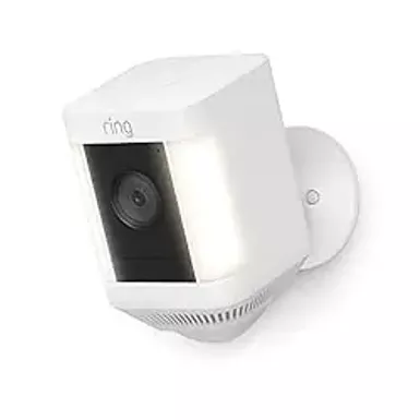 Ring - Spotlight Cam Plus Outdoor/Indoor Wireless 1080p Battery Surveillance Camera - White