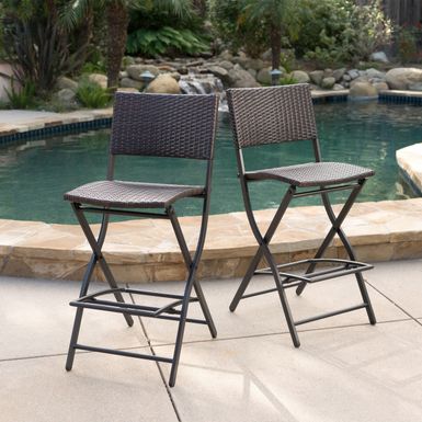 image of Margarita Outdoor Wicker Barstool (Set of 2) by Christopher Knight Home - 13 & Up - Brown with sku:ekpnq4sxost_5ie8aejevwstd8mu7mbs-overstock