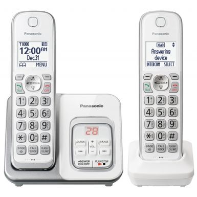 image of Panasonic White Cordless Phone System Tgd632w With 2 Handsets with sku:kxtgd632w-kx-tgd632w-abt