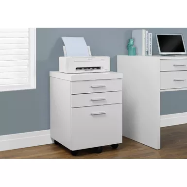 File Cabinet/ Rolling Mobile/ Storage Drawers/ Printer Stand/ Office/ Work/ Laminate/ White/ Contemporary/ Modern