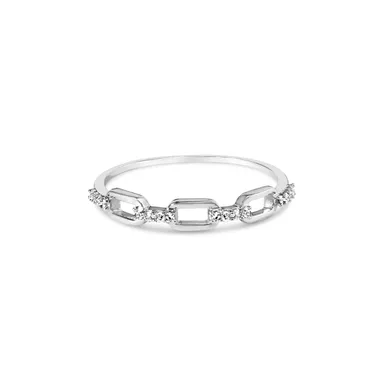 .925 Sterling Silver Diamond Accent Paperclip Band Ring (I-J Color, I2-I3 Clarity) Choice of size