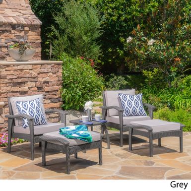 image of Honolulu Outdoor 5-piece Wicker Seating Set with Cushions by Christopher Knight Home - Grey with Light Grey with sku:wuniv2unb-lwhupkumcoiwstd8mu7mbs-chr-ovr