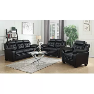 image of Finley Tufted Upholstered Loveseat Black with sku:506552-coaster