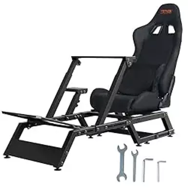 image of VEVOR Pre-Installed Steering Racing Wheel Stand, Universal Base Fit for Mainstream Brands Multi-Position Adjustable Driving Sim Simulator, Comfortable PVC Leather Integrated Cockpit with sku:b0cyp8l8tr-amazon
