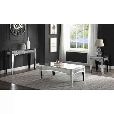 ACME Noralie Coffee Table, Mirrored & Faux Diamonds