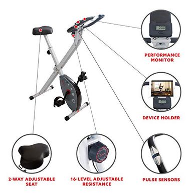 Sunny Health & Fitness Magnetic Foldable Exercise Bike - SF-B2989