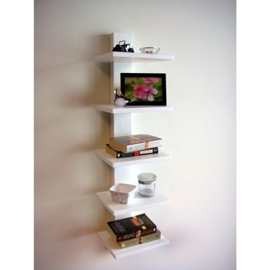 image of Spine Wall White Book Shelves - Wall Mount Book Shelf with sku:b5fd9ksjbxlo-i3asn18bq-overstock