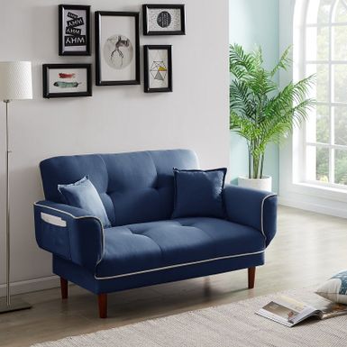 image of Moda Relax Lounge Sofa Bed Sleeper With 2Pillows Brown Fabric - Navy Blue with sku:pbtm-iuqxjxmzy8t_mjaygstd8mu7mbs-mod-ovr