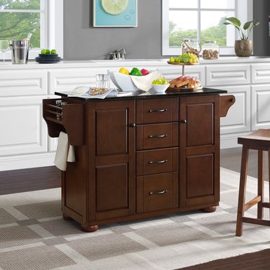 image of Eleanor Brown Wood/ Stainless Steel Top Kitchen Island - Portable - Wood with sku:s6e8w1hwqw4nd_hvd5kvzqstd8mu7mbs-overstock