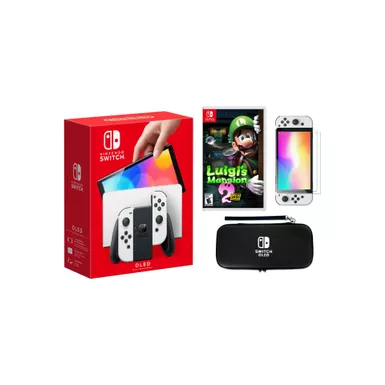 Nintendo Switch OLED White + Luigi's Mansion 2 Bundle with Accessories