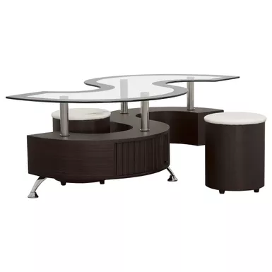 image of Buckley 3-piece Coffee Table and Stools Set Cappuccino with sku:720218-coaster