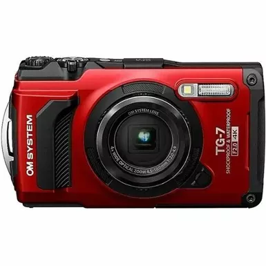 image of Olympus - OM SYSTEM TG-7 4K Video 12 Megapixel Waterproof Digital Camera - Red with sku:iomtg7rd-adorama