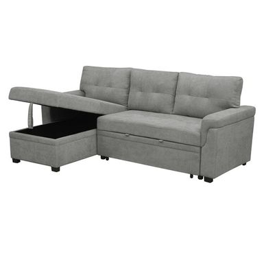 Naomi Home Laura Sectional Sleeper Sofa - Elegant L-Shaped Couch - Convertible Pull-Out Bed, Ample Storage, Sturdy Construction - Gray,...