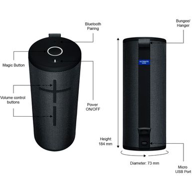 Alt View Zoom 16. Ultimate Ears - BOOM 3 Portable Wireless Bluetooth Speaker with Waterproof/Dustproof Design - Night Black