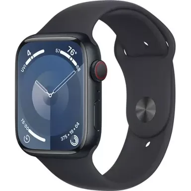 Apple Watch Series 9 GPS + Cellular 45mm Aluminum Case with Midnight Sport Band (Small/Medium) - Midnight