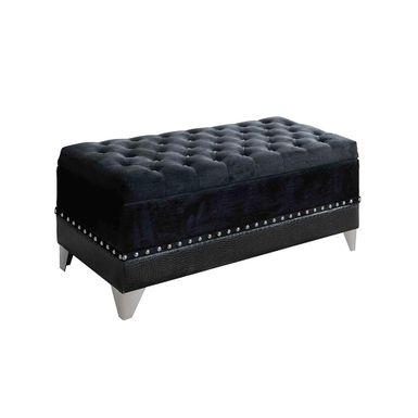 image of Barzini Tufted Rectangular Trunk with Nail head Black with sku:300644-coaster