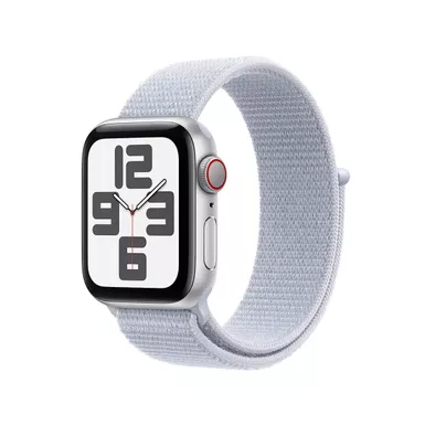 Apple Watch SE GPS + Cellular Aluminum Case, 2024 - Adjustable Strap - Blue Cloud Sport Loop - Silve