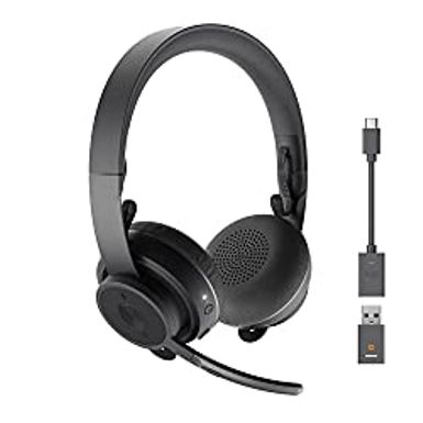 image of Logitech Zone 900 On-Ear Wireless Bluetooth Headset with Advanced Noise-canceling Microphone, Connect up to 6 Wireless Devices with one Receiver, Quick Access to ANC and Bluetooth with sku:b09mygsqyy-amazon