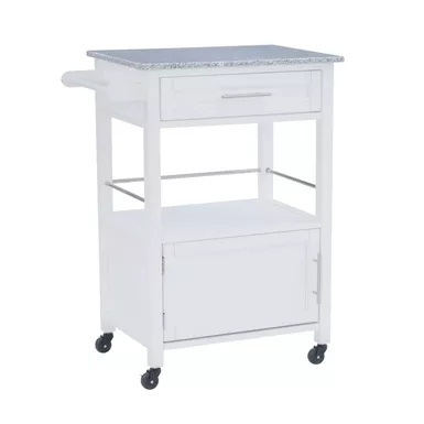 image of Marjane Kitchen Cart With Granite Top White with sku:lfxs1549-linon