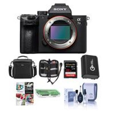 image of Sony Alpha a7 III 24MP UHD 4K Mirrorless Digital Camera (Body Only) - Bundle 32GB SDHC U3 Card, Camera Case, Spare Battery, Cleaning Kit, Memory wallet, Card Reader, PC Software Package with sku:isoa7m3a-adorama