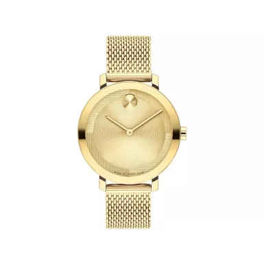 image of Movado - Ladies' Bold Evolution 2.0 Gold-Tone Stainless Steel Mesh Watch Gold Dial with sku:3601086-powersales