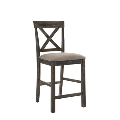 ACME Martha II Counter Height Chair (Set-2), Tan Linen & Weathered Gray