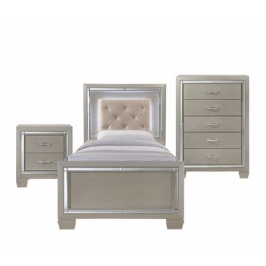 image of Silver Orchid Odette Glamour Youth Twin Platform 3-piece Bedroom Set - Champagne - Twin with sku:ixi4u1d3ohswj-nm3pohwgstd8mu7mbs-overstock