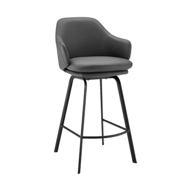 image of Brigden Gray Faux Leather and Black Metal Swivel 26" Counter Stool with sku:lcbrbablgr26-armen
