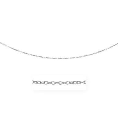 2.5mm 14k White Gold Pendant Chain with Textured Links (24 Inch)