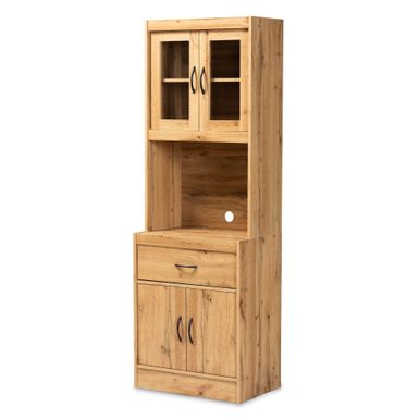 image of Laurana Modern and Contemporary Kitchen Wood Cabinet and Hutch - Oak Brown with sku:wcufpavzewj2esavbmlp-astd8mu7mbs-mod-ovr