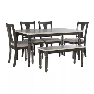 image of Harcrest 6Pc Dining Set Gray with sku:pfxs1414-linon