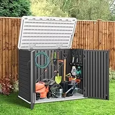 image of YITAHOME Outdoor Resin Storage Sheds, 39 in Height Lockable Waterproof Horizontal Shed w/o Shelf, Easy to Assemble Shed Storage for Garden Tools, Dark Gray with sku:b0cx8nwgyl-amazon