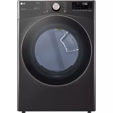 image of LG - 7.4 Cu. Ft. Stackable Smart Electric Dryer with Steam and Built-In Intelligence - Black Steel with sku:bb21584216-bestbuy