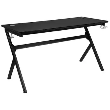image of Flash Furniture - Duncan Rectangle Modern Laminate  Gaming Desk - Black with sku:bb22100650-bestbuy