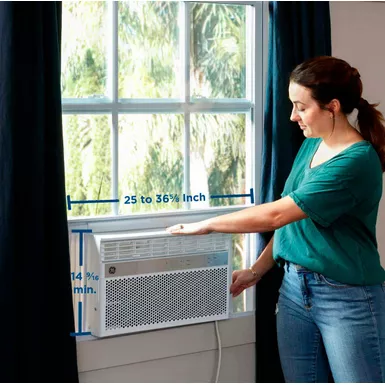 image of GE - 550 Sq. Ft. 12,000 BTU Smart Window Air Conditioner with WiFi and Remote - White with sku:bb21423463-bestbuy