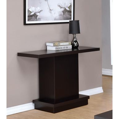 image of Pedestal Sofa Table Cappuccino with sku:4s8h1fiagbp4woojeyqshastd8mu7mbs-overstock