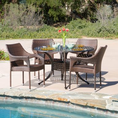 Cliff Circular Outdoor Cast and Wicker 5-piece Set by Christopher Knight Home - Cliff Outdoor Cast and Wicker 5-piece Set