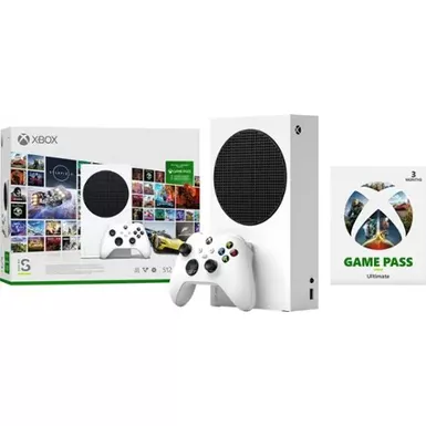image of Microsoft - Xbox Series S 512GB All-Digital Starter Bundle Console with Xbox Game Pass (Disc-Free Gaming) - White with sku:xboxs3mogpbu-electronicexpress